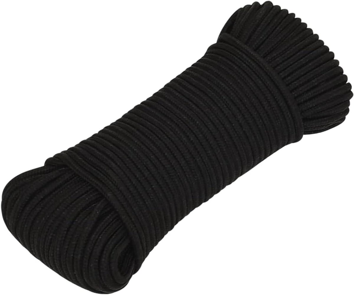 Polyester Werktouw - Gevlochten Touw - Bevestigen en Leiden - Hoge Scheurvastheid - 5 mm x 250 m - Zwart