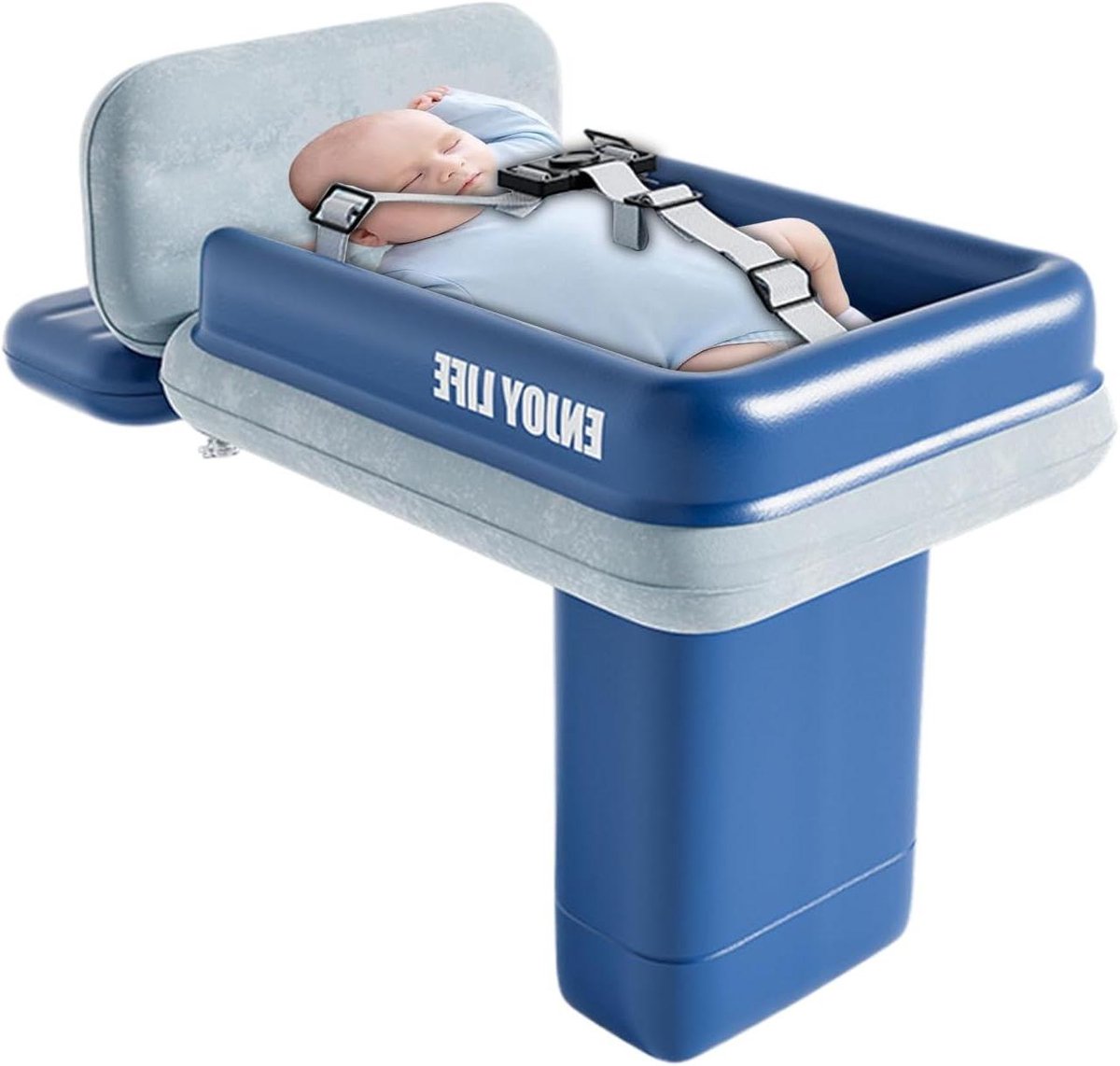 Peuter Vliegtuig Bed - Opblaasbaar Matras - Comfortabel Reizen - Verhoogde Veiligheidsrand - 74.5 x 52 cm - Grijs