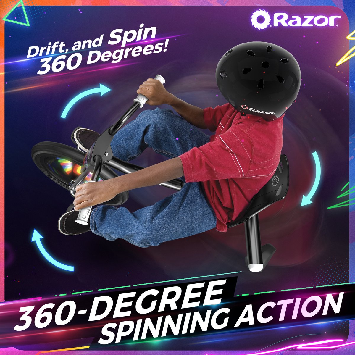 Razor RipRider 360 Lightshow - Skelter - Zwart - 360° Draaien - LED Verlichting - Voor Kinderen - Tot 73 kg - Vanaf 5 jaar — afbeelding 12