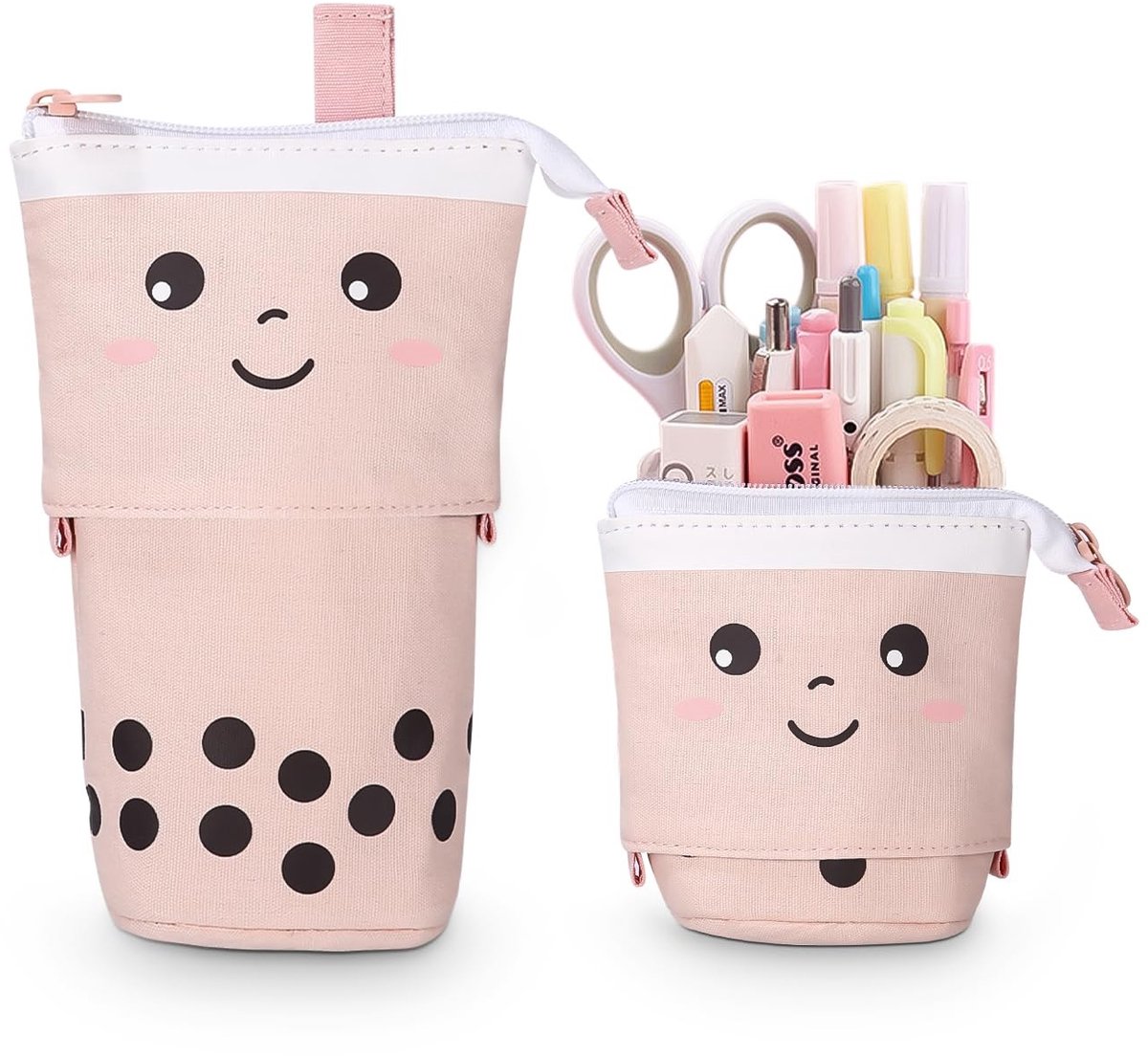 Dailygoods- Etui Telescopisch Hoogteverstelbaar - Pennenzak - Ronde Ritssluiting - Ruim Opslagvermogen - Canvas Materiaal - Geschikt voor School/Kantoor - Pennenetui