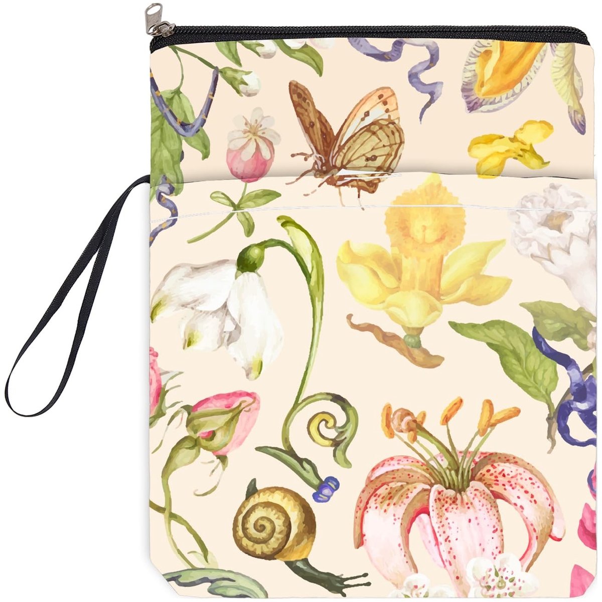 Dailygoods- Boekomslag Waterdicht - Vintage Bloemen - Boekomslag met Ritssluiting - Boekhoes voor Paperbacks - Wasbare Boekbescherming - 23 x 29 cm