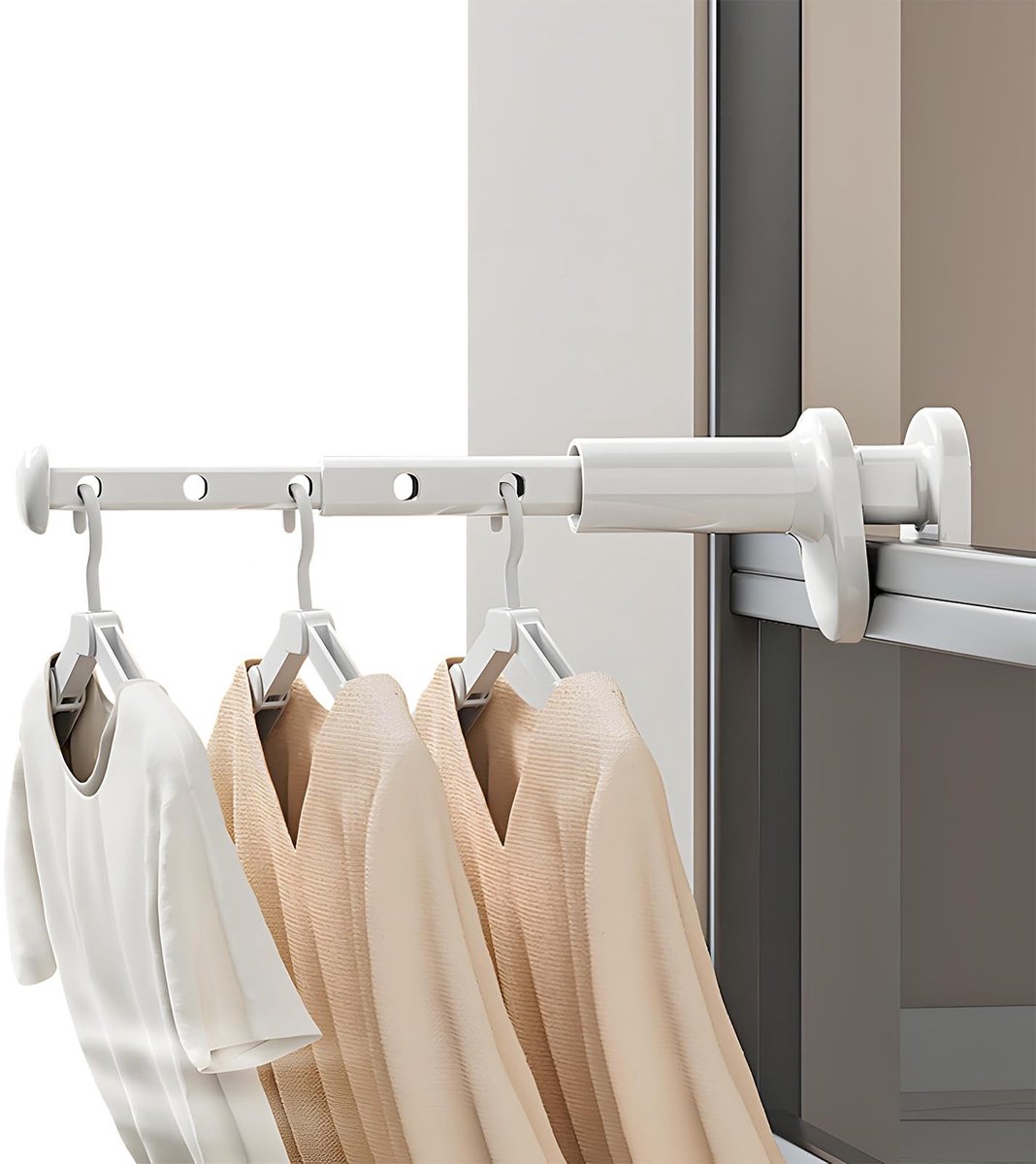 Dailygoods- Reis-droogrek Draagbaar - Inklapbaar - Verstelbaar - Geschikt voor 7 Kledingstukken - Zonder Boren - Eenvoudige Installatie - Kledingrek