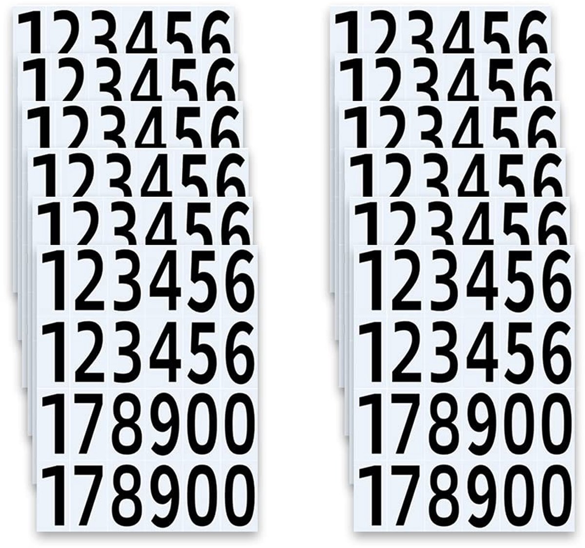 Dailygoods- Cijfer Stickers Waterdicht - Nummer Stickers - Zelfklevende Vinyl - 12 Vellen - 24 Nummers per Vel - 2,5 cm x 5 cm - Nummerstickers
