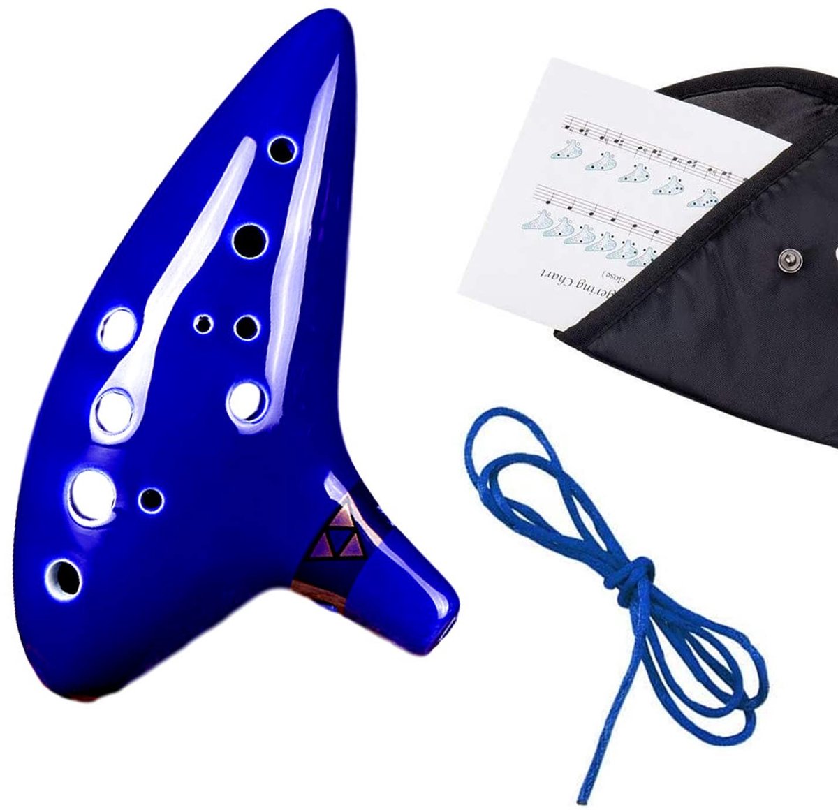 Dailygoods- Ocarina 12-gats Alto C - Keramisch Muziekinstrument - Tri-Force Symbool - Duurzaam Ontwerp - Ideaal Cadeau voor Kinderen