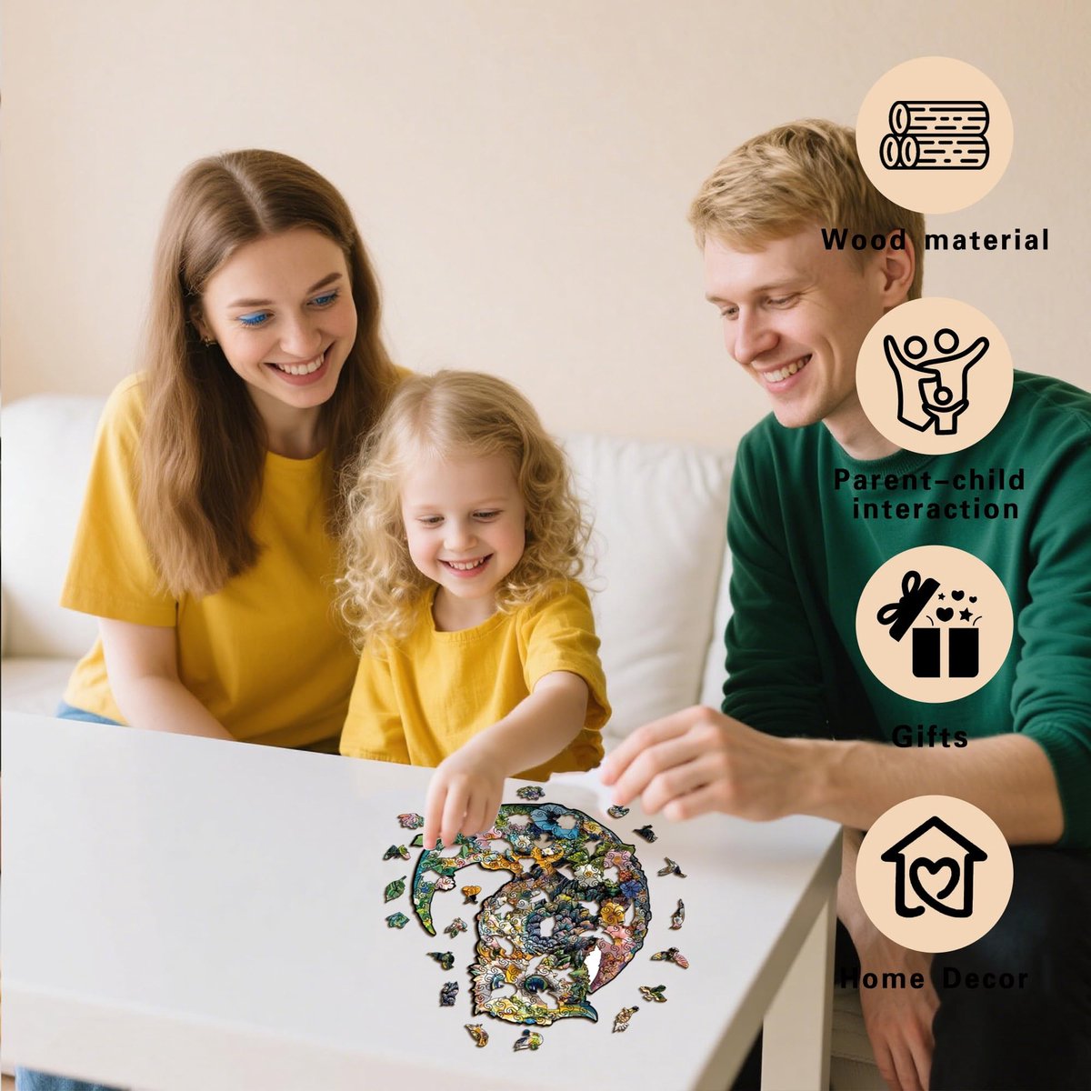 Ryoudavell - Houten Puzzel voor Volwassenen - Maan Uil puzzel - Houten Puzzel - puzzel - 193 Stukjes - spaarpot volwassenen - FSC-gecertificeerd hout (Formaldehyde-vrij) -stijl - Cadeau & Decoratie - 28 x 24 cm - Niet compatibel met LEGO — cadeau in Spellen & Speelgoed - foto 5