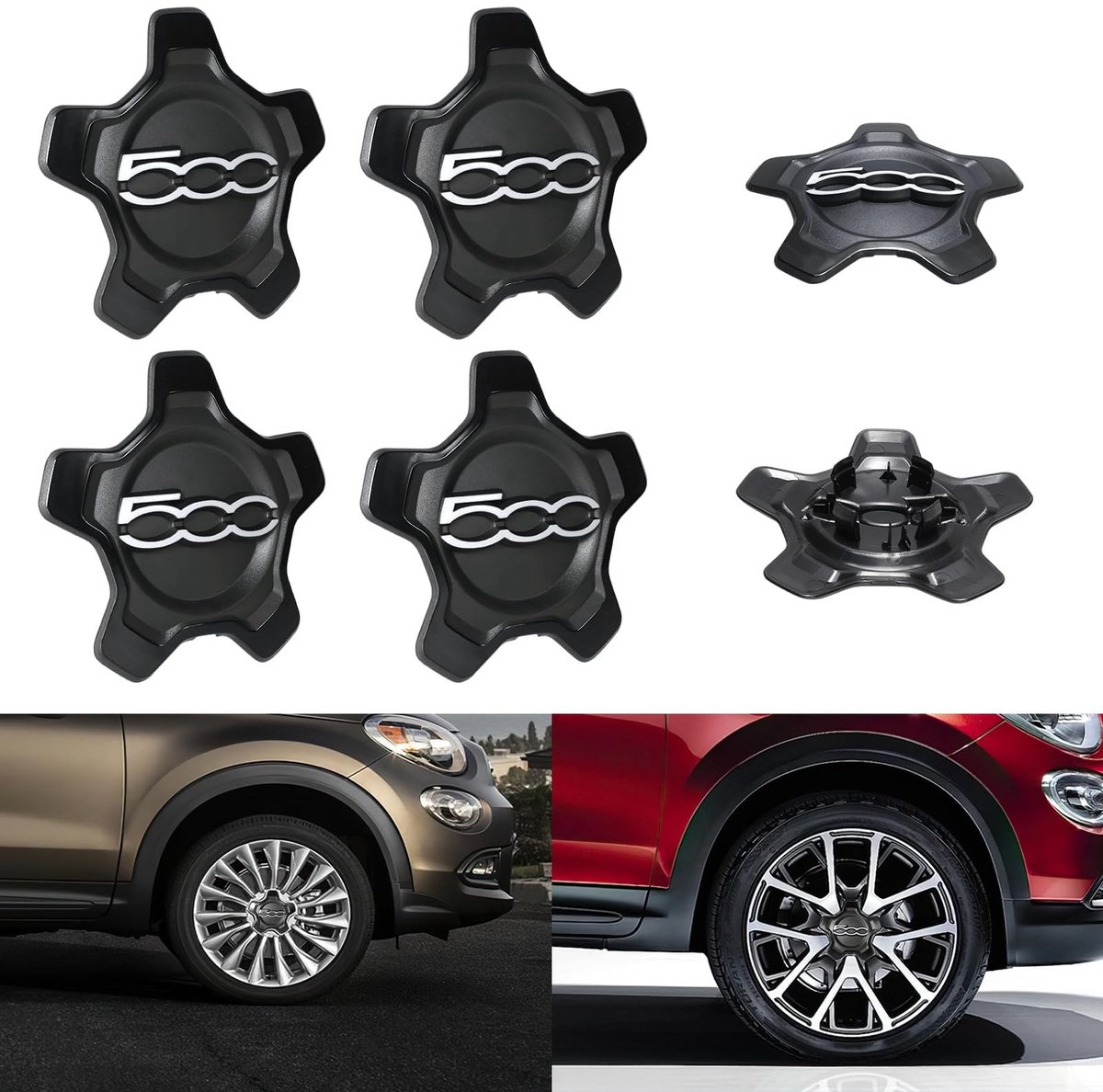 Dailygoods- Wieldop Hoogwaardige ABS - Wieldop FIAT 500X - Verchroomde Ring - Eenvoudige Montage - Perfecte Pasvorm - Schokbestendig - Velgdeksel