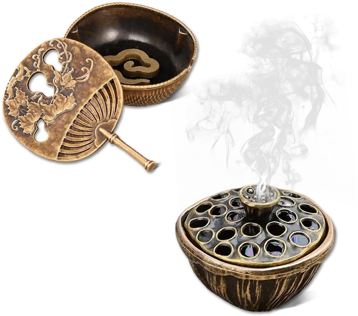 Dailygoods- Wierookbranders Set van 2 - Mini Wierookbrander - Lotus/Waaiervorm - Decoratie Woonkamer - Yoga-accessoires - Uniek Design - Wierookhouder