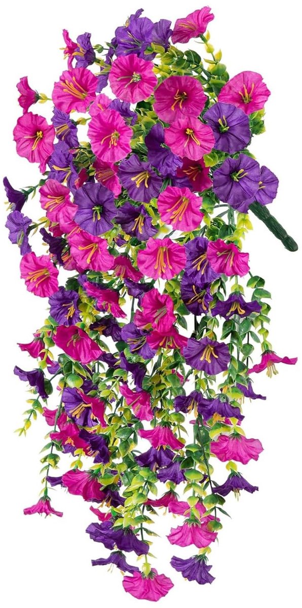 Dailygoods- Kunstbloemen 2 Stuks - Hangende Kunstplanten - Petunia Kunstplanten - Kunstbloemen Voor Buiten - Balkondecoratie - Duurzaam Kunststof - Hangplant