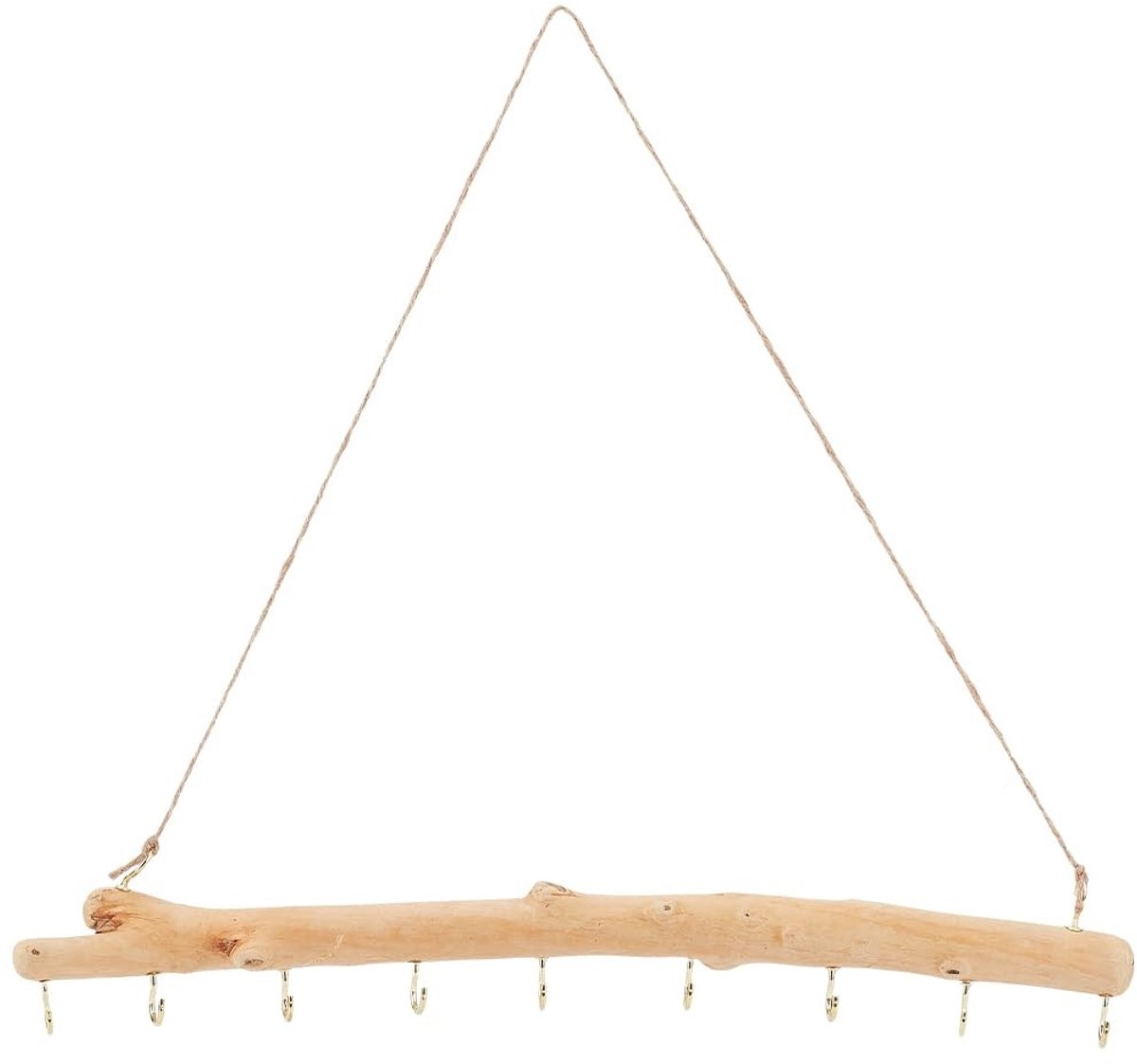Dailygoods- Haak Tak Hanger - 9 Haken - Wandmontage - Natuurlijk Hout - Vintage - Moeiteloze Installatie - Wandhanger