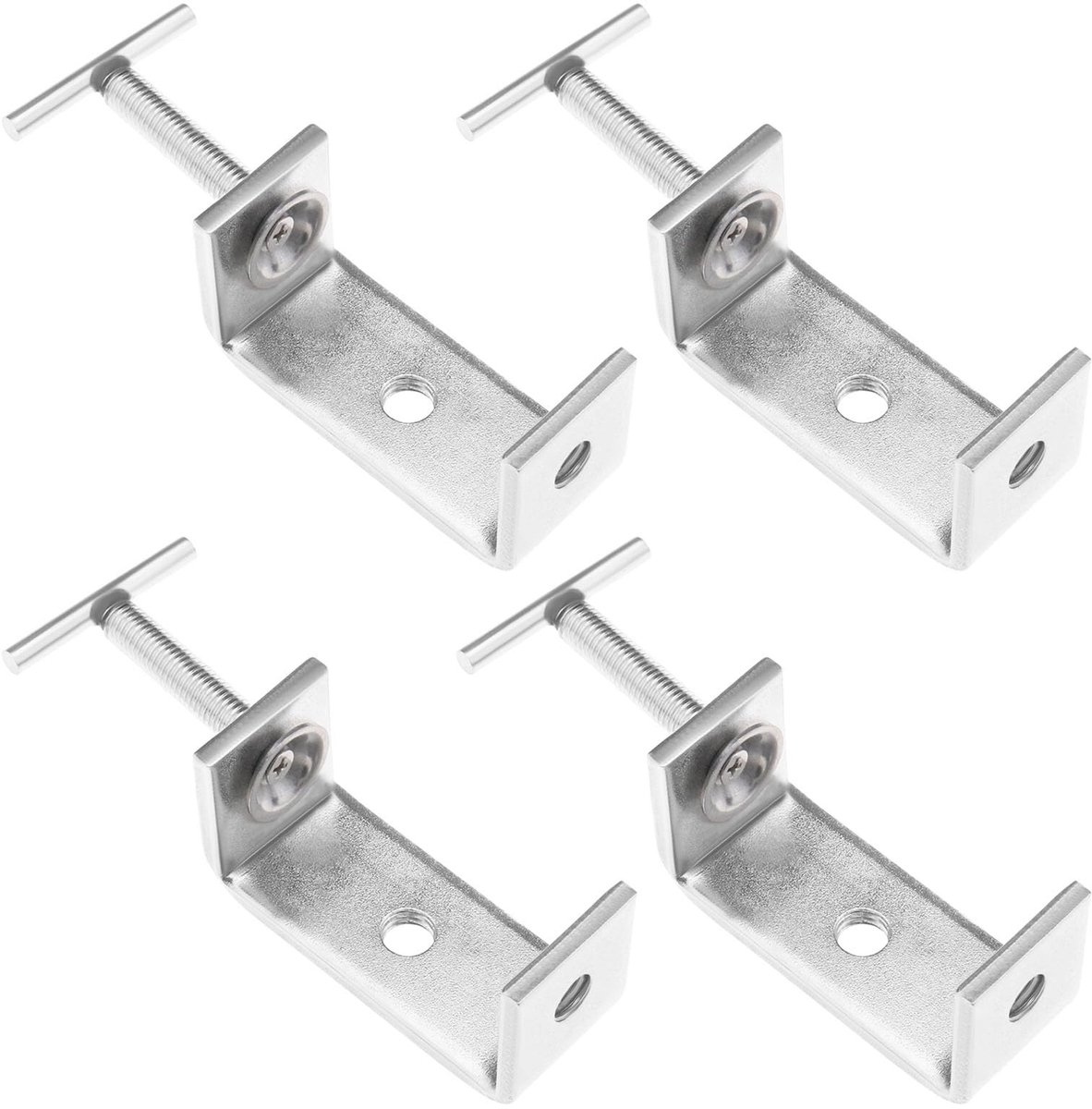 Dailygoods- C-klemmen Heavy Duty - 304 Roestvrij Staal - 65mm Opening - Verstelbaar Bereik 15-60mm - 4x Eenvormige Bevestigingsklemmen - Duurzaam en Corrosiebestendig - Bevestigingsklem