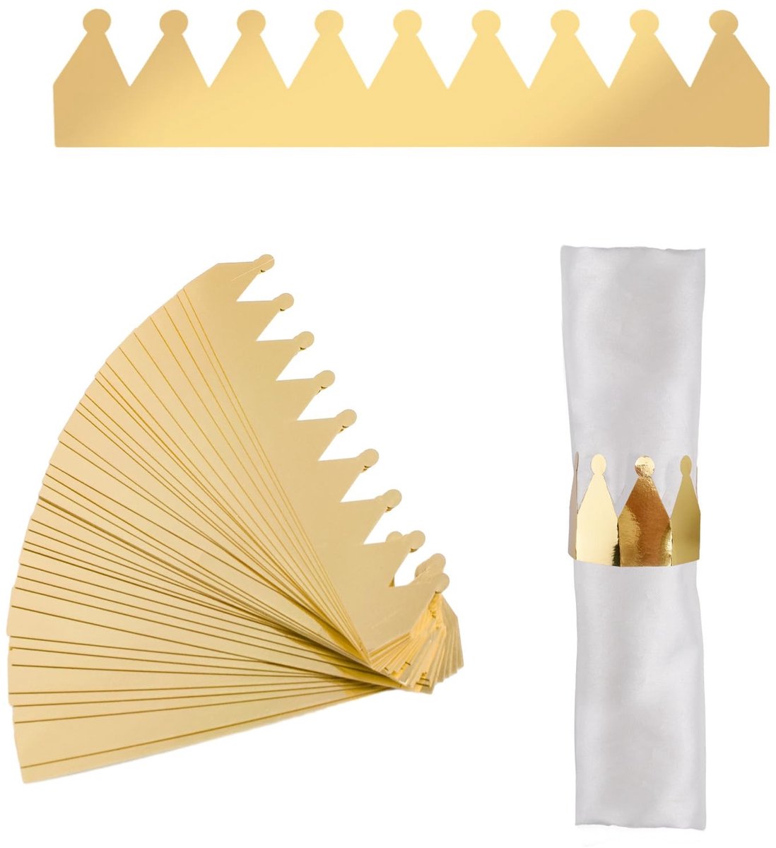 Dailygoods- Servetring 50 stuks - Gouden Kroon Servetsluitingen - Kerstmis/Valentijnsdag/Thanksgiving Decor - Servethouder - Milieuvriendelijk Papier - Elegant Ontwerp - Servet