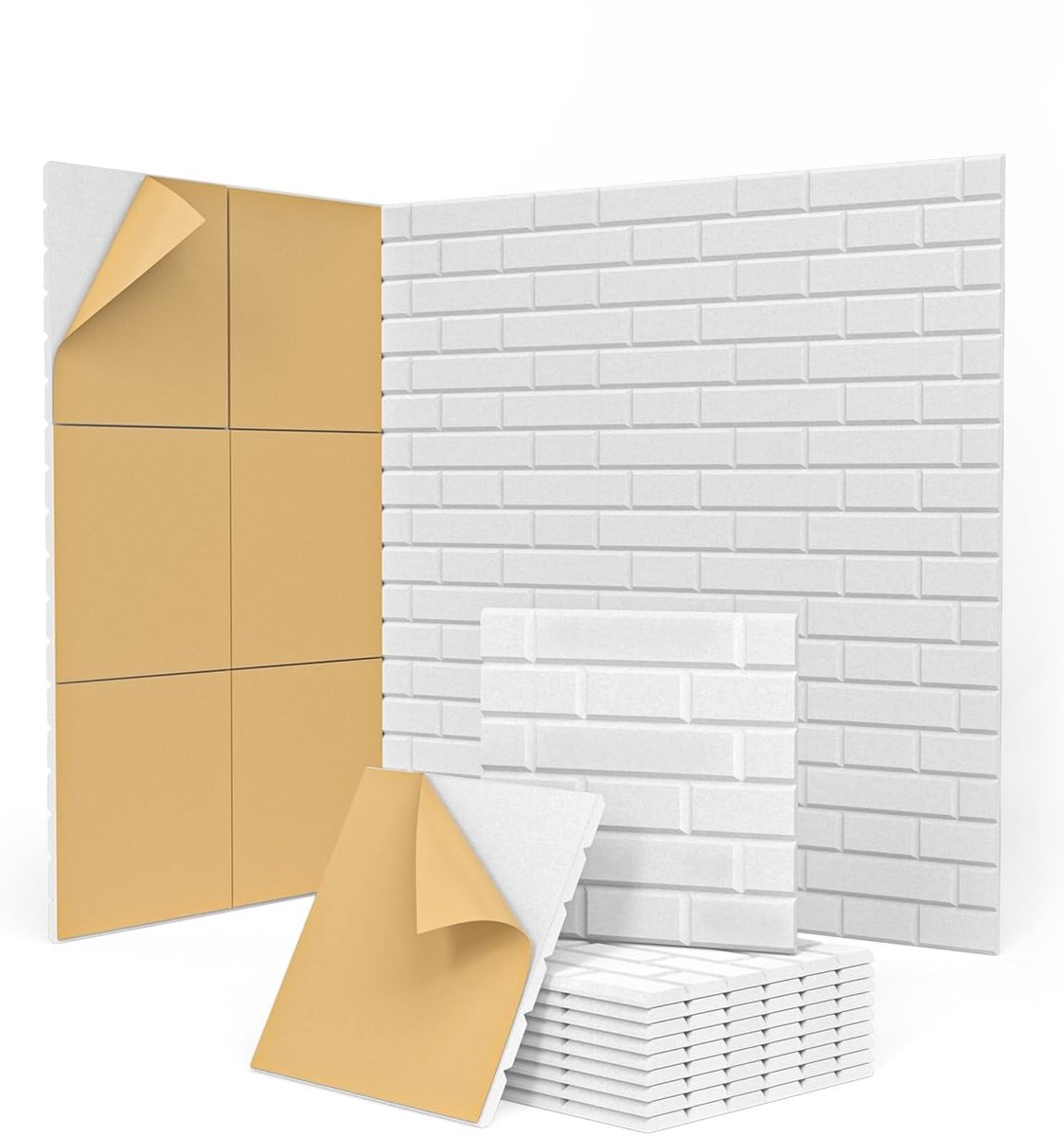 Dailygoods- Akoestische Panelen 30% Dikker - Geluidsisolatie - Akoestische Wanddecoratie - Zelfklevend - 10 Stuks - Elegant "French Bond" Ontwerp - Geluidsabsorberende Panelen