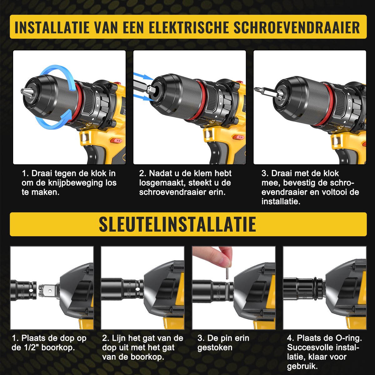 CONENTOOL 21V 2-in-1 Gereedschapsset – 700Nm Accu Slagmoersleutel en 55Nm Boormachine – Incl. 2x 4.0Ah Accu, Snellader en Accessoires – Voor Auto-onderhoud en Klussen – foto 3