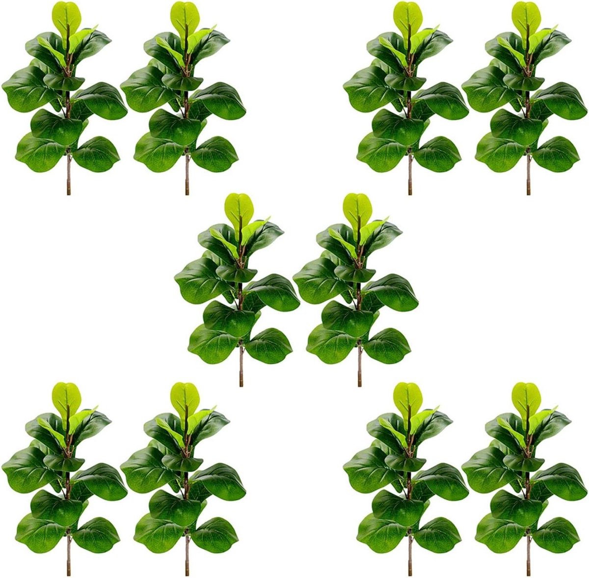 Kunstplanten Vioolblad - Nepstruiken Vijgenboom - Binnen Decoratie - UV-bestendig Blad - 70 cm - Groen