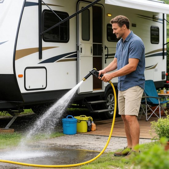 Draagbare Hogedrukreiniger - Reinigingsspuit - Auto en huis reinigen - Instelbare waterstraal - 19 cm - Grijs — afbeelding 4