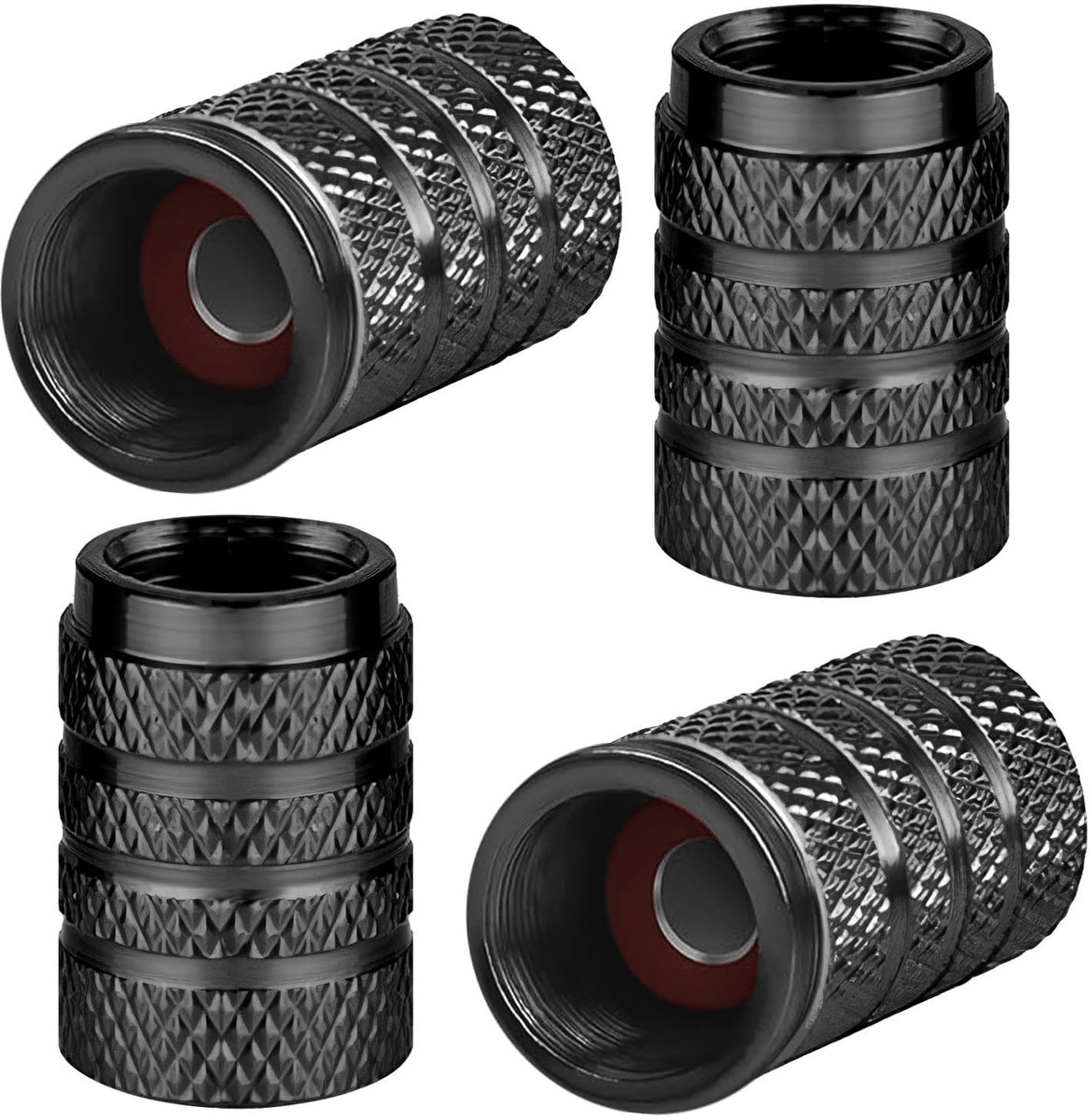 Dailygoods- Ventieldopjes Aluminium - 4 Stuks - Universele Stofkappen - Geschikt voor Auto/Fiets/Motor - Duurzaam - Rubber Afdichting - Bandafdekkingen