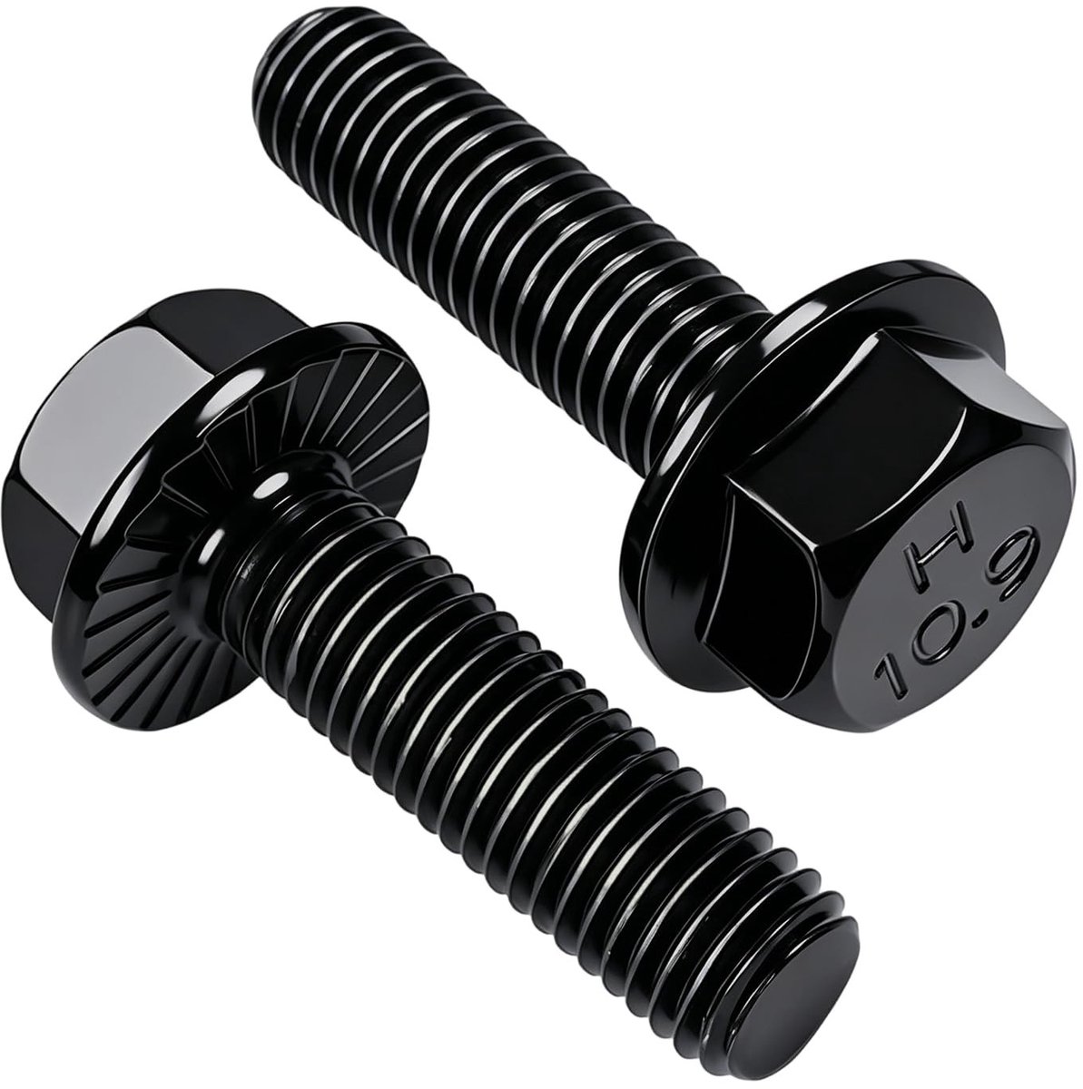 Dailygoods- Zeskantschroeven 10 stuks - Flenskop - Koolstofstaal 10.9 - Zwarte afwerking - M12 x 70 - Hoge treksterkte - Flensschroeven