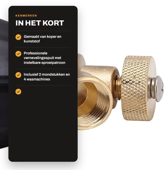 Dailygoods- Vernevelingsspuit Set - Verstelbare Sproeikop - Hogedruk Nozzle - Duurzaam Koper - Tuinonderhoud - Optimale Waterverspreiding van Dailygoods — afbeelding 2
