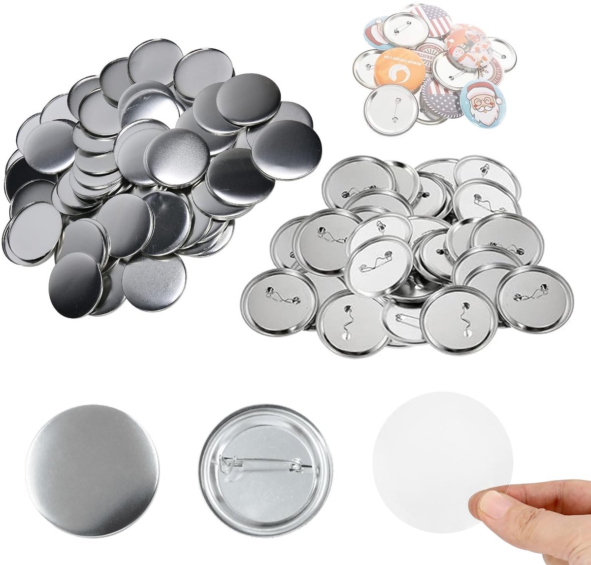 Dailygoods- Knop Badge 100 Stuks - Onderdelenset - Badgehouder - Transparante Film - Doe-het-zelf Cadeaus - Duurzaam Materiaal