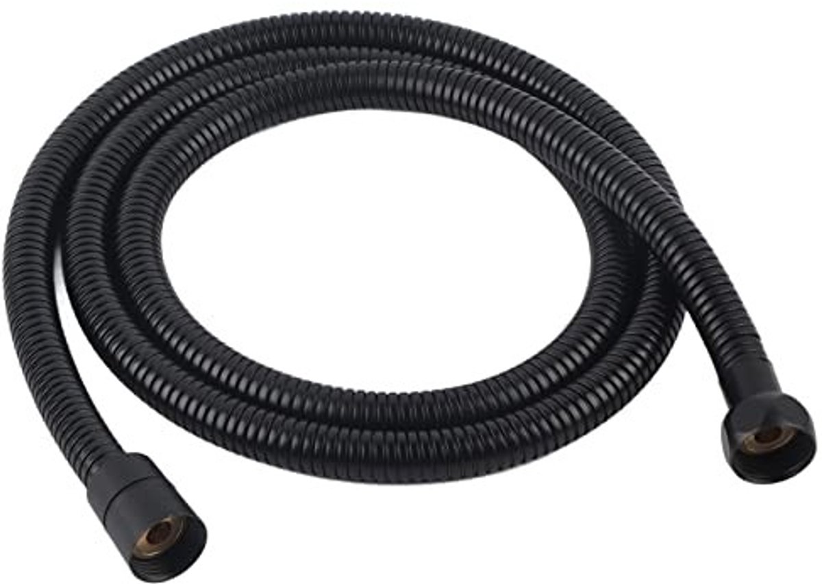 Dailygoods- Handdoucheslang 150 cm - Roestvrij Staal - Zwart - Messing Inzetstuk - Antiwinding - Eenvoudig te Installeren - Doucheslang