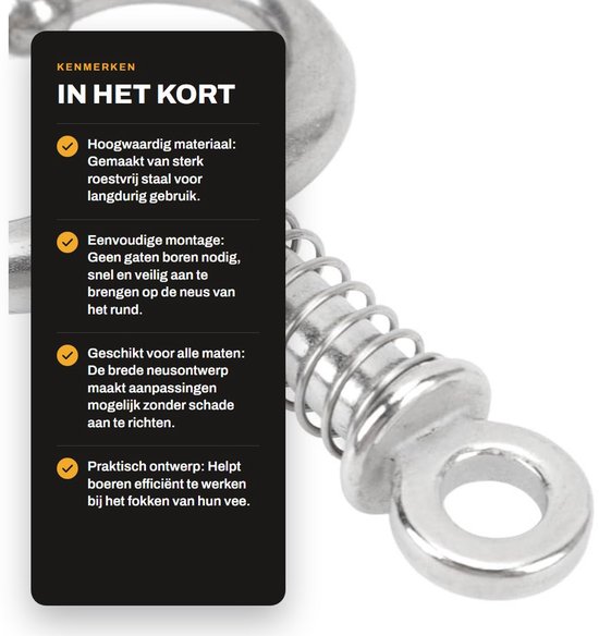 ZEYNOMAX- Cattle-Ring Pliers - Roestvrij Staal - Grote Trekking voor Koeien - Duurzaam Ontwerp - Geschikt voor Alle Maten - Inclusief Trekpiston - Neusringtang van Zeynomax — afbeelding 2