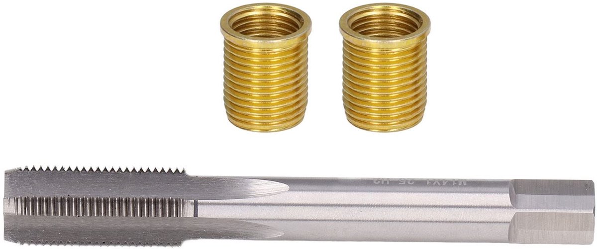 Dailygoods- Reparatieset Professioneel - Schroefdraadgereedschap - Bougiedraad Reparatie - Roestvrij Staal - Inzetstukken M12 x 1,25 - Hoge Snelheid Stalen Kraan - Schroefdraadreparatie