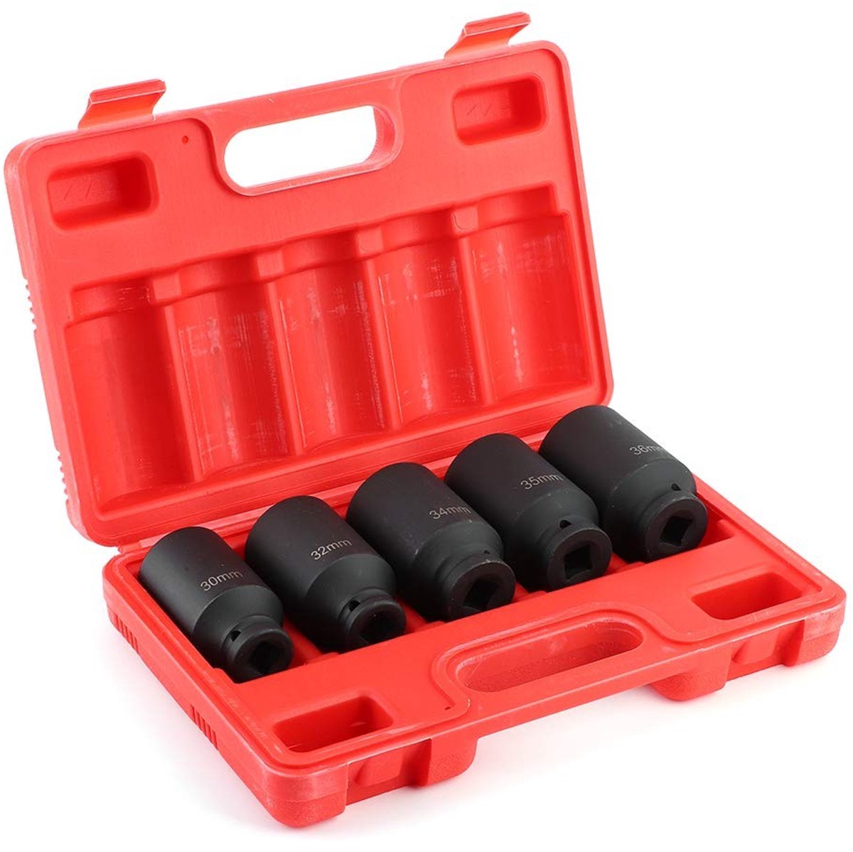 Dailygoods- Slagdoppen 5 Stuks - Diepe Slagdoppen - 12-Punts - Chroom-Vanadiumstaal - Opbergtas - Roestvrij en Duurzaam - Doppenset