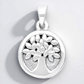 Cavill - Zilveren hanger levensboom - 925 Sterling Zilver gerhodineerd - Elegant boommotief - 20x13 mm - Dames sieraad