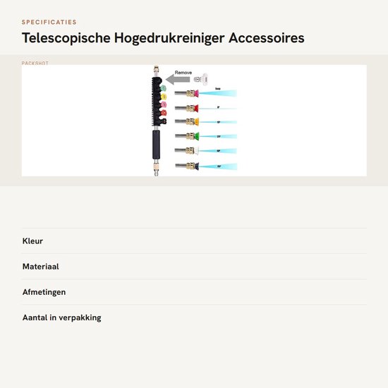 Allecto - Telescopische Hogedrukreiniger Accessoires - 8-delige Set met 6 Spruitstukken - Ideaal voor Schoonmaken - Hogedrukreiniger Accessoires - .. van Merkloos	 — afbeelding 3