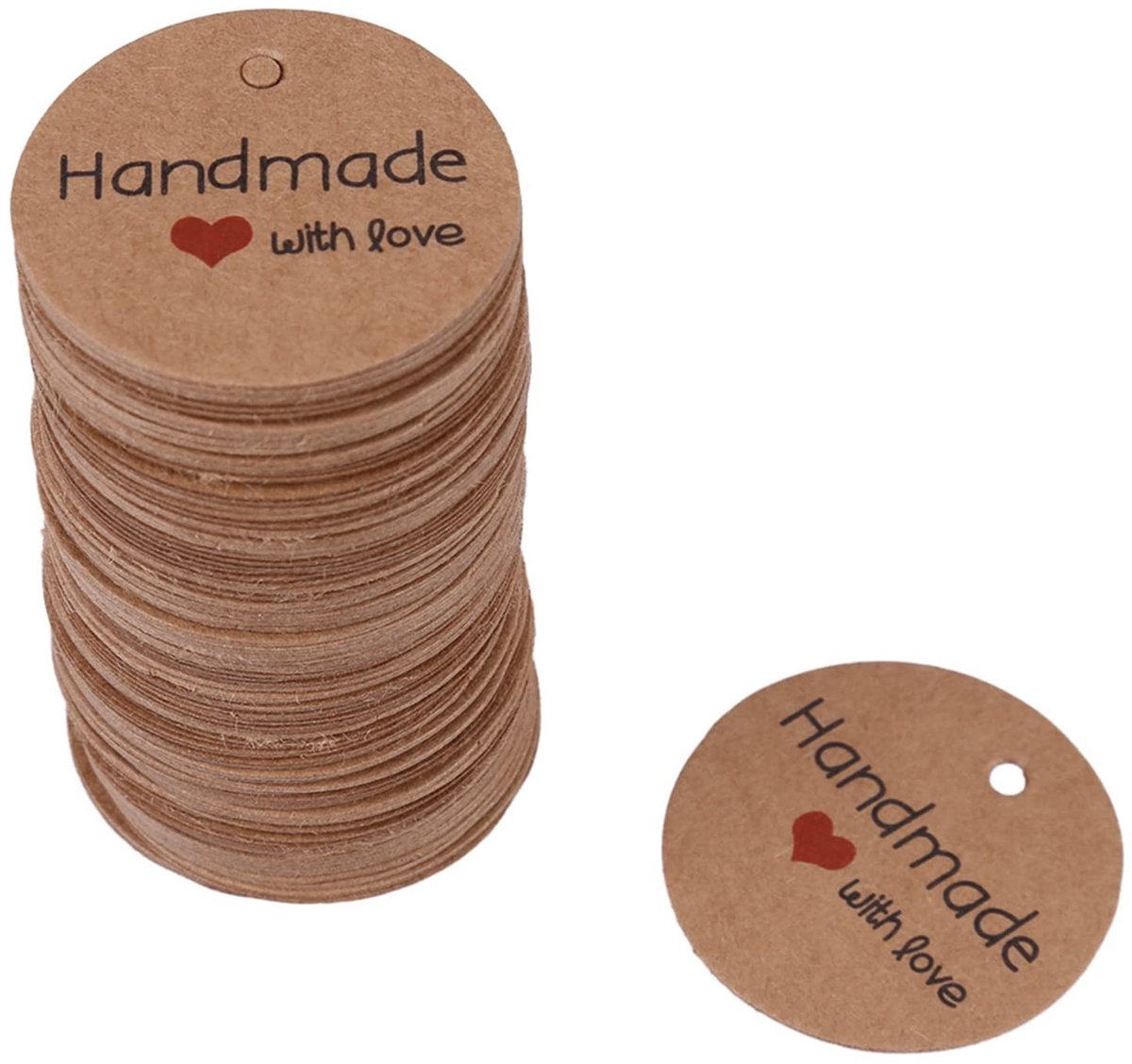 Dailygoods- Cadeaulabels Ronde Vorm - 100 Stuks - Karton - Accessoires - DIY Project - Klein Gat voor Koord - Hangtags