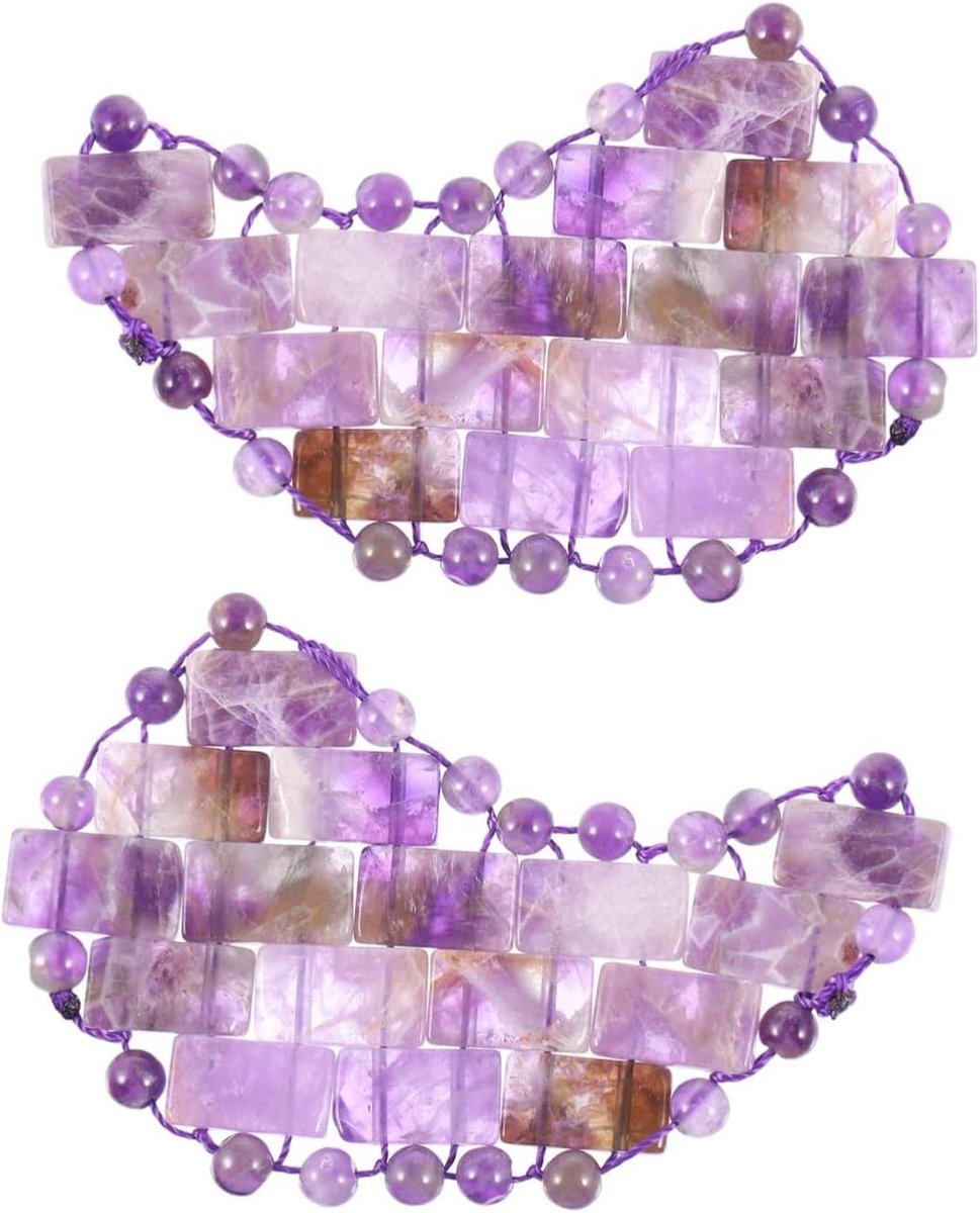 Oogmasker Set - Slaapmasker Koude - Ontspanning Gezicht - Natuurlijk Jade Amethist - 9 x 5 cm - Paars