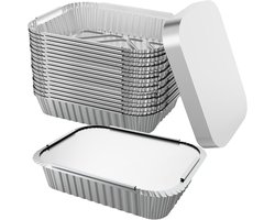 WANBAO 50 PACK 8.3"x6.2" Disposable Tin Foil Pans with Lids 2.25lbs Aluminum Pans To Go Containers for Cooking, Baking, Catering Party Meal Prep, Take-Out, Freeze