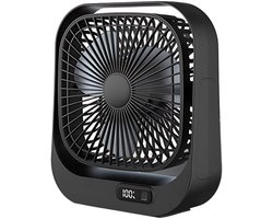 Tafelventilator - USB oplaadbare ventilator - Bureau ventilator usb - Bureau ventilator stil - Bureau ventilator - Ventilator met drie snelheden - Zwart - ABS