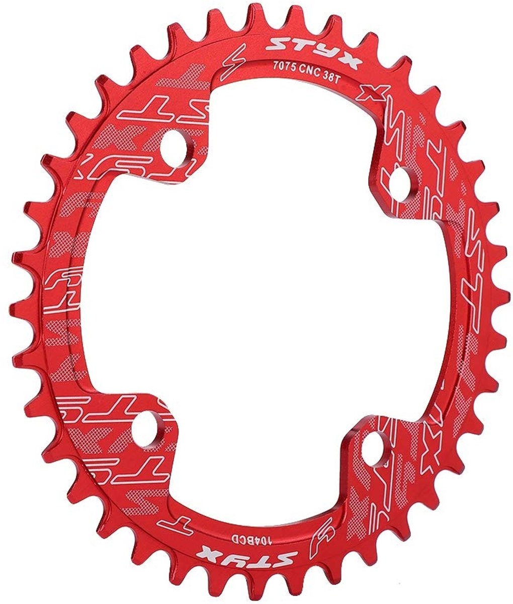 Dailygoods- Kettingblad Aluminium Legering 32/34/36/38T - Narrow Wide - 104 BCD - Geschikt voor BMX/MTB - Lichtgewicht - Eenvoudig te Installeren - Fiets Kettingblad
