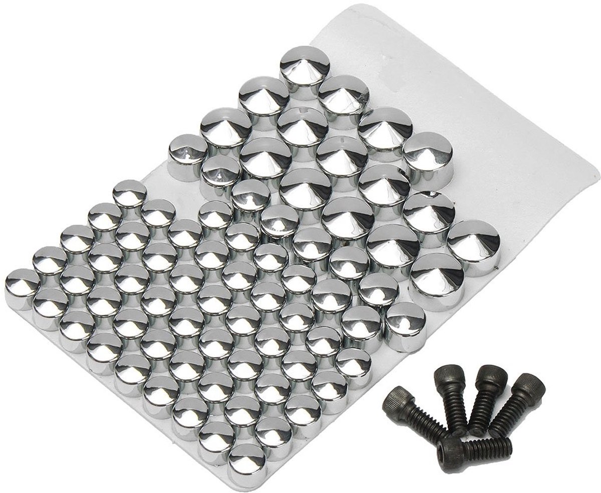 Allecto - Chrome Bolts - 75-Piece Set - Hoogwaardige afwerking - Geschikt voor Harley Davidson - Verbeter de uitstraling - Inclusief diverse schroe...