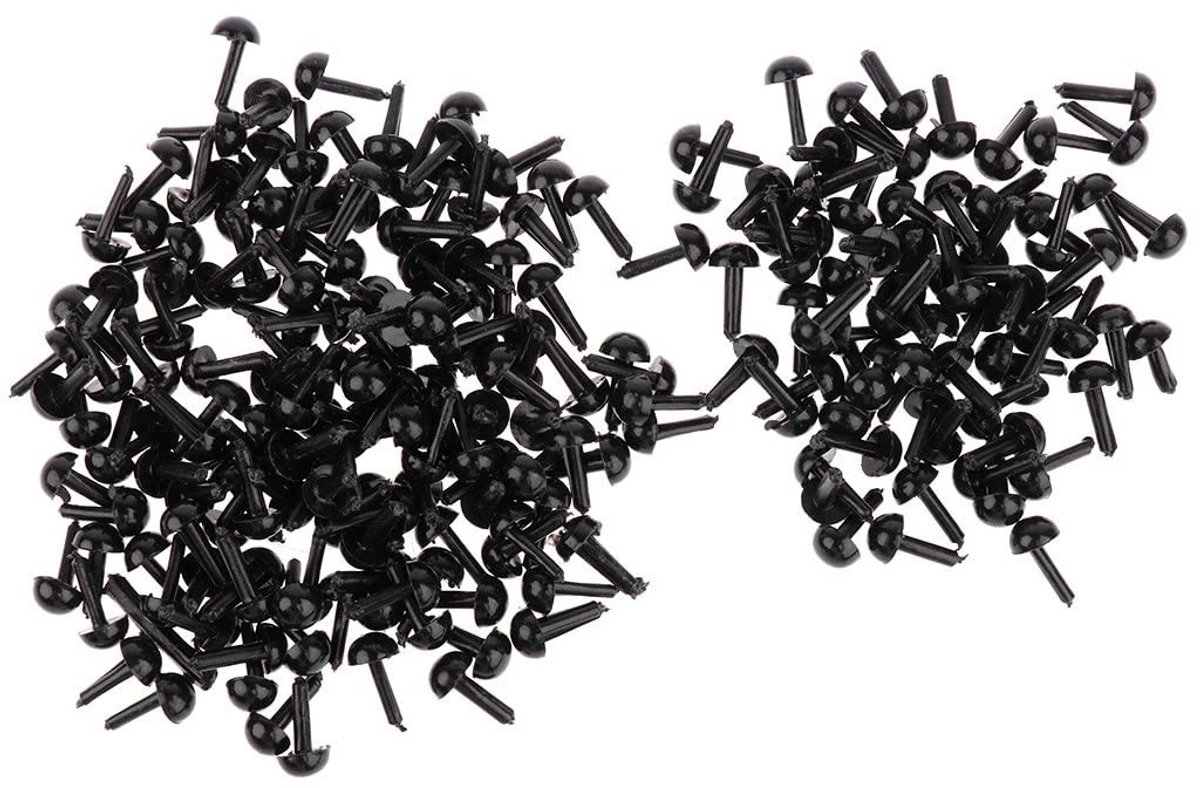 Dailygoods- Poppenogen 200 Stuks - Zwarte Veiligheidsaccessoires - 4 MM - DIY Knuffel Ogen - Pluche Speelgoed - Hoogwaardig Materiaal - Knuffelogen