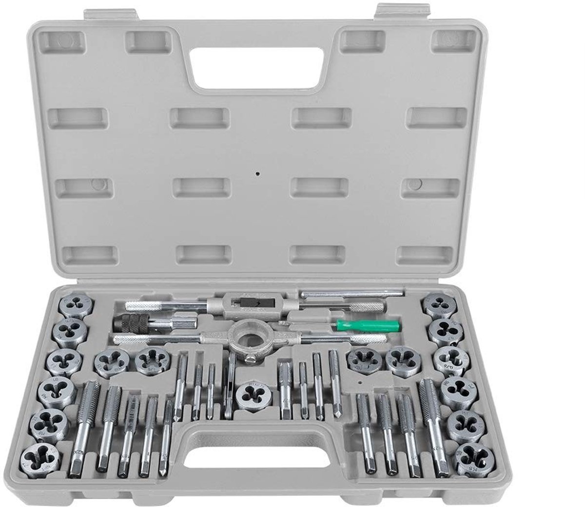 Dailygoods- Schroefdraad Tap en Snijset 40-delig - M3-M12 - Verstelbare Moersleutel - Schroefafstandmeter - Stalen Draadsnijder - Duurzaam en Sterk - Draadsnijset