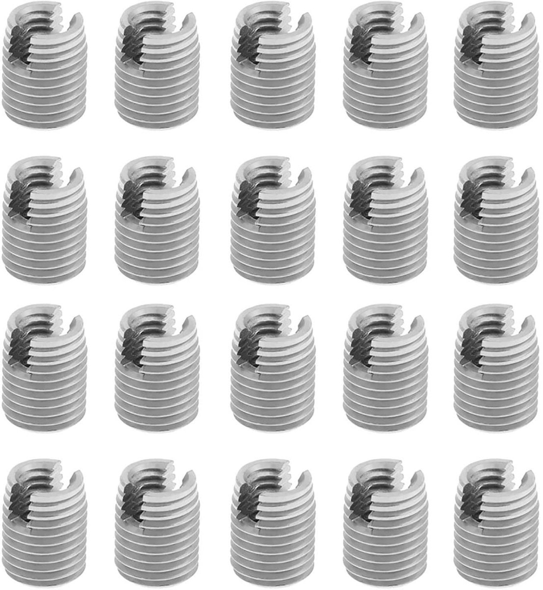 Dailygoods- Schroefdraadinzetstukken 20 Stuks - Zelftappende Spiraalvormige Reparatieset - M4 Binnendraad - M6,5 Buitendraad - Voor Aluminium/Kunststof/Hout - Eenvoudige Installatie - Schroefdraadreparatie
