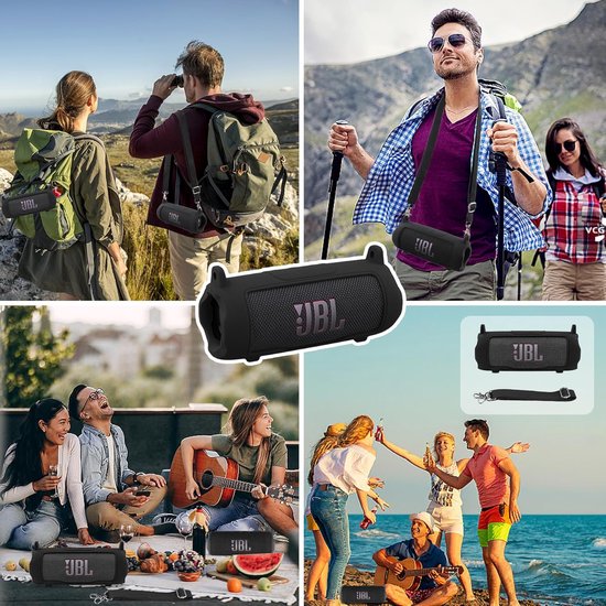 Beschermhoes geschikt voor JBL Flip 7 Bluetooth Speaker - Inclusief Draagriem - Rood - Schokbestendig - Krasbestendig - Siliconen - Hoesje - Case - Bescherming - Rood — afbeelding 5