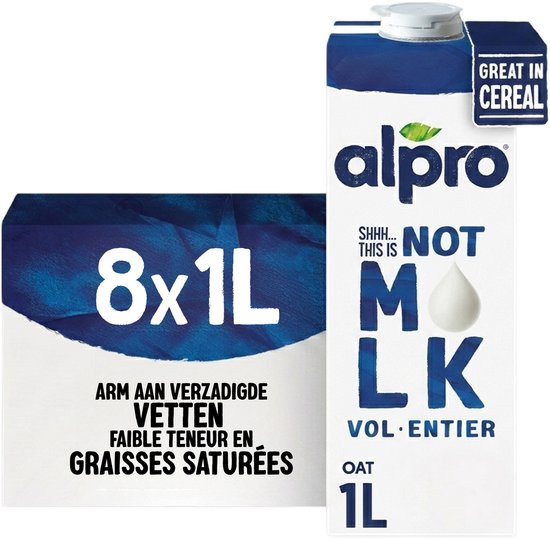 Alpro This Is Not M*lk Vol - Plantaardige Drink Volle Smaak - Lactosevrij & Glutenvrij - 8 x 1L