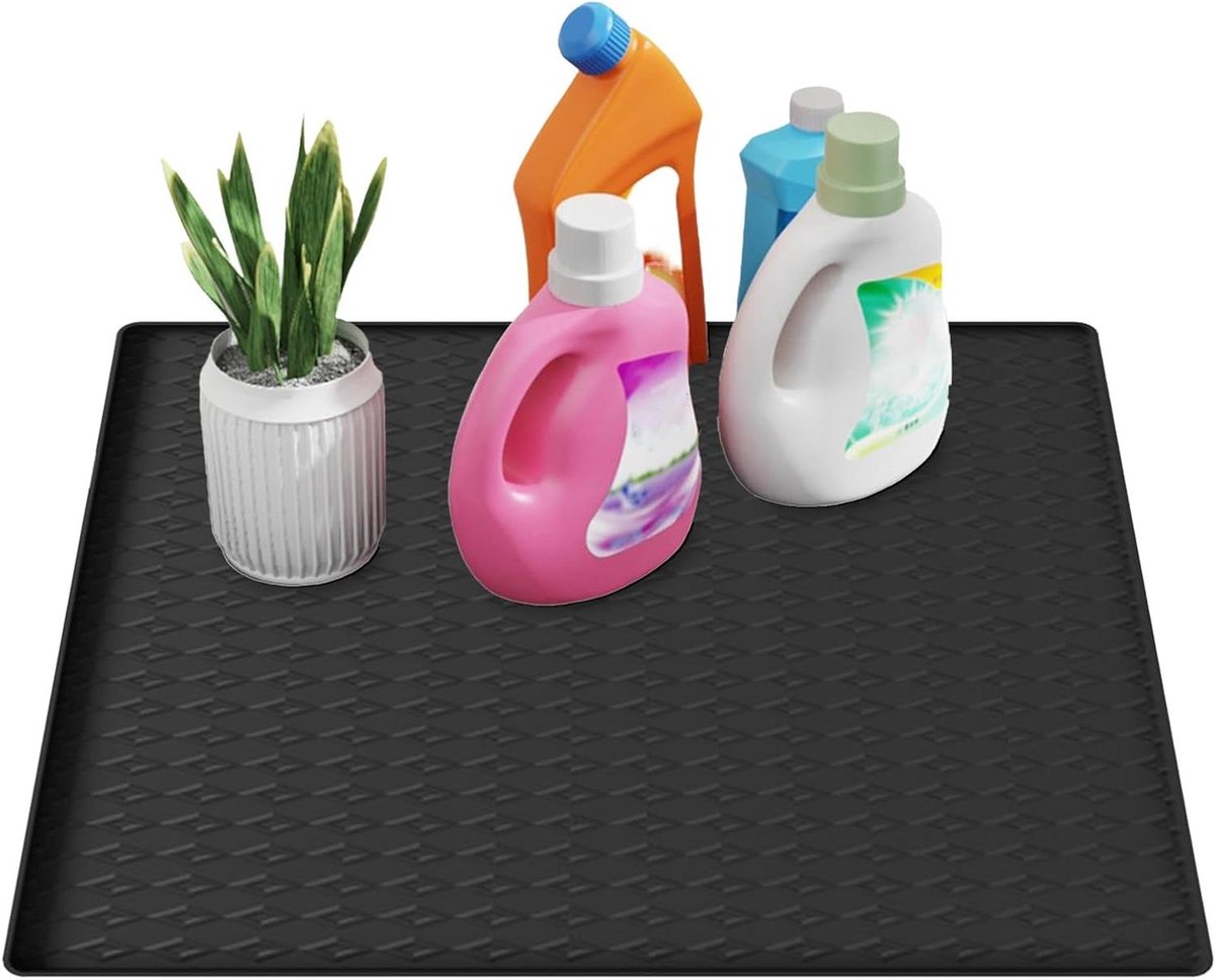 Wasmachinehoes Droger mat Apparaten beschermen Opvouwbaar en waterdicht 60 x 60 cm Zwart