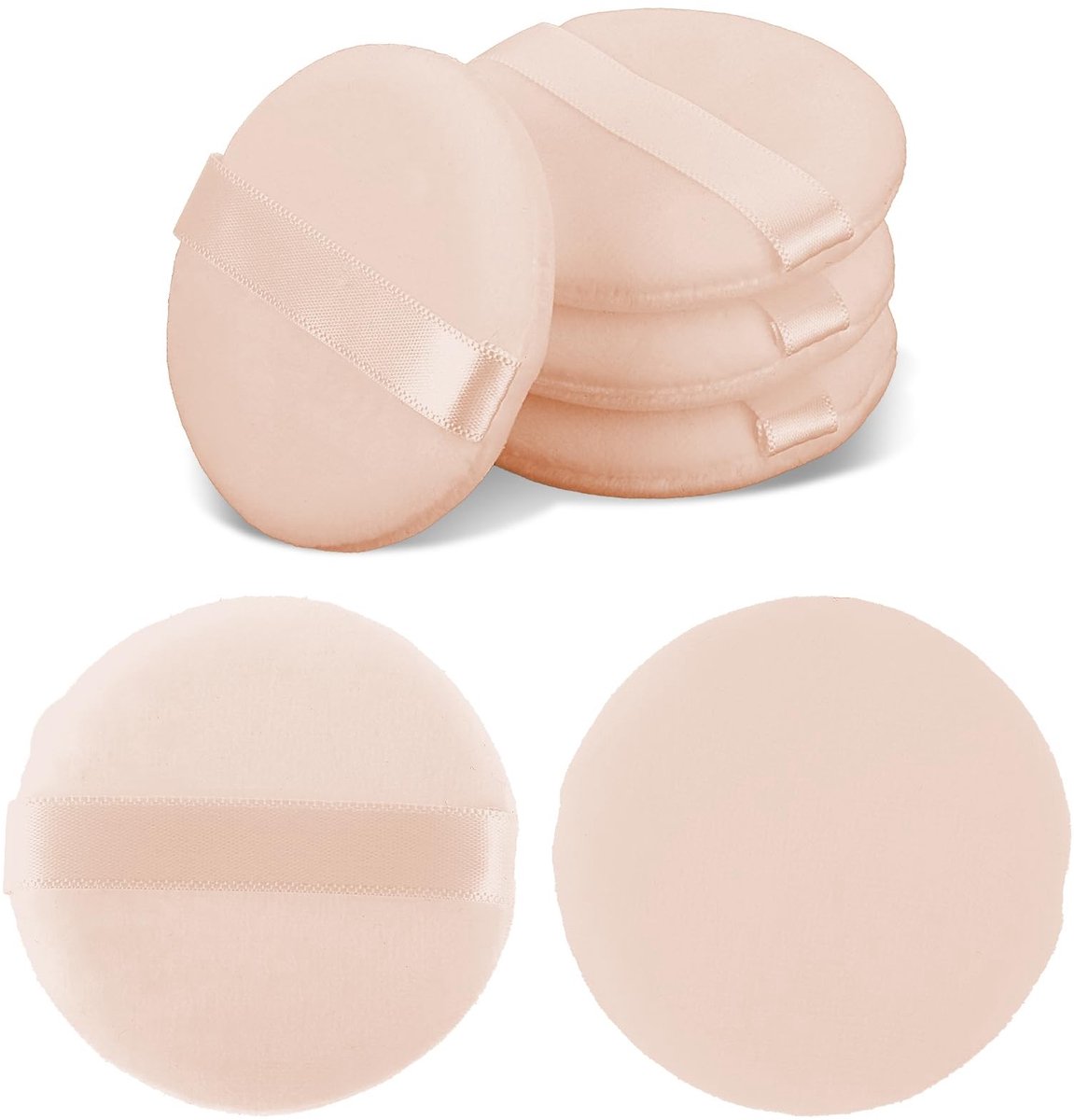 Dailygoods- Poederkwasten 6 stuks - Ronde Poederapplicator - Katoenen Make-up Spons - Multifunctionele Applicator - Diameter 5,5 cm - Geschikt voor Los Poeder