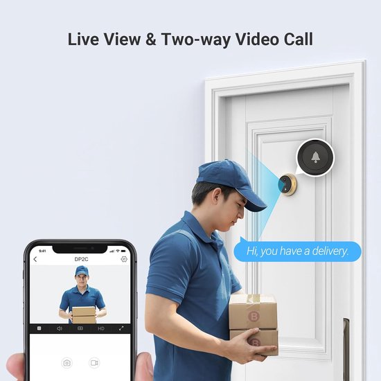 EZVIZ DP2C 1080P Wireless Door Spy Camera, 4600mAh Battery, Door Camera, Video Doorbell Intercom, Digital Door Spy with 4.3 Inch Color Monitor, PIR Motion Detection Two-Way Audio 5m Night Vision van EZVIZ — afbeelding 3