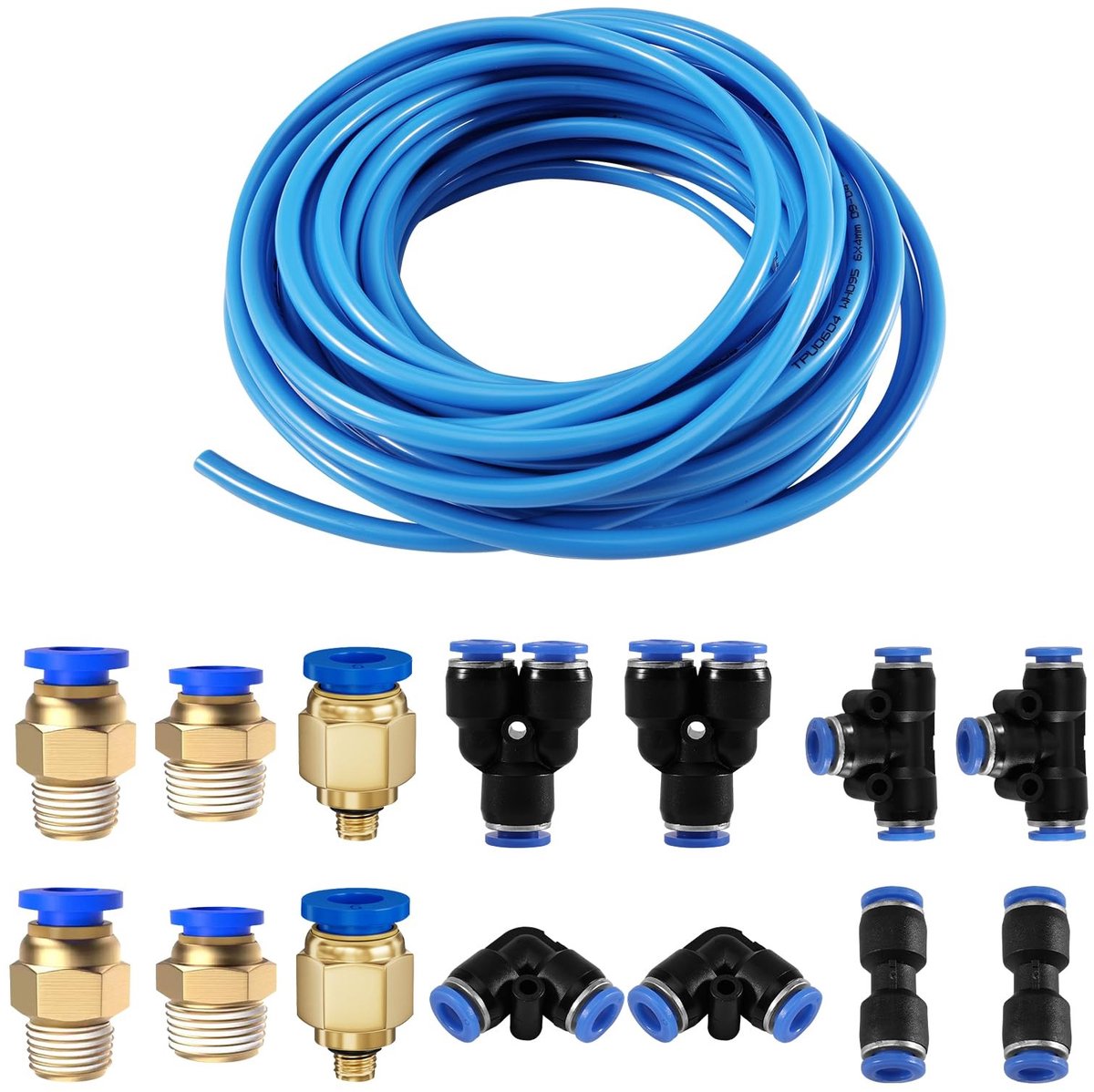 Dailygoods- Pneumatische Slang 10 Meter - Flexibele Polyurethaanslang - Aansluitingen 6 Stuks - Connectoren 8 Stuks - Temperatuurbereik - Robuust en Buigzaam - Luchtleiding