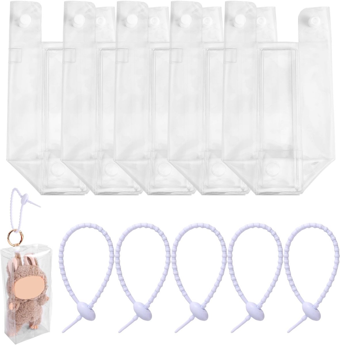 Dailygoods- Opbergzakken Transparant - Opbergtas - Poppen Display Tassen - Stofdicht - 5 Stuks - 20,5x11,8cm - Popdisplay