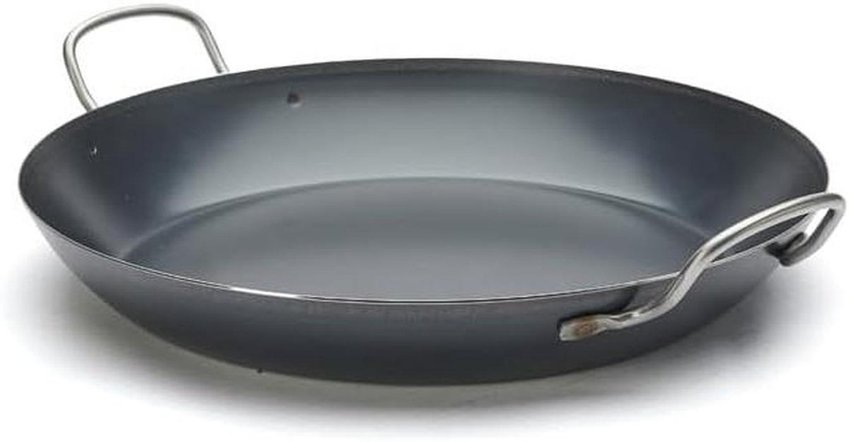 Paella Pan - Kookpan Breed - Grote Maaltijden Maken - Natuurlijke Anti-aanbaklaag - 37 cm Diameter - Blauw