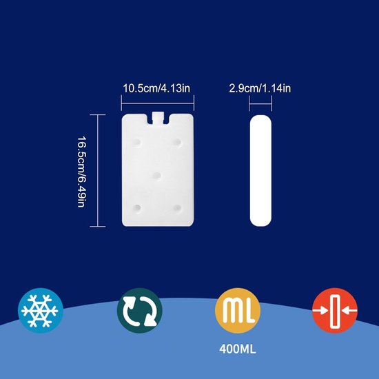 Herbruikbare Koelblokken - Vrieselementen Lunchtrommel - Koelbox Gebruik - Herbruikbaar Duurzaam Ontwerp - 400 ml - Blauw — afbeelding 4