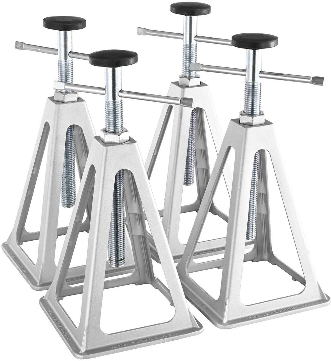 CORE Stabilisatorkrikken - RV/Camper/Caravan krik - 4 stuks - Aanhanger jack - 2720kg totaal draagvermogen - Aluminium - Verstelbare steunen - 16x16x28-43.5cm - Zilver grijs