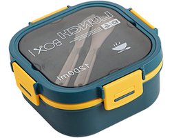 Lunch Box, Double Layer Bento Containers, Plastic Salad Lunch Box Microwave Safe, Portable Insulated Lunch Containers(Blue, 1200ml)