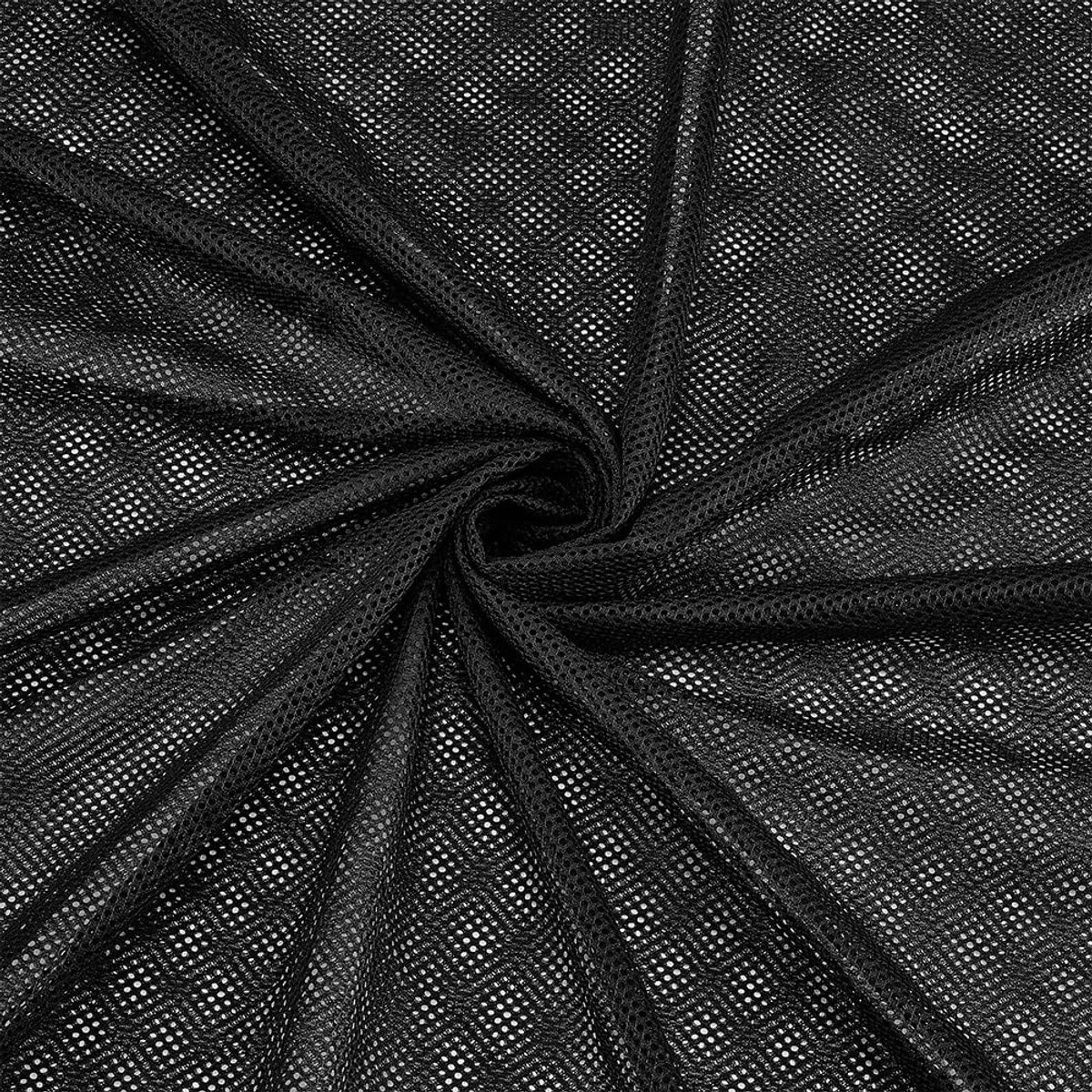 Dailygoods- Gaasdoek 3657 x 1680 mm - Zwart Polyester - Ademend Mesh - Licht Rekbaar - Voor Naaien - Perfect voor Rugzakken - Meshstof